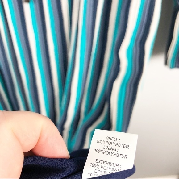 Ramy Brook Printed Hazel Striped Ruffle Long Sleeve Midi Dress Size 0 Blue Party - Picture 9 of 9